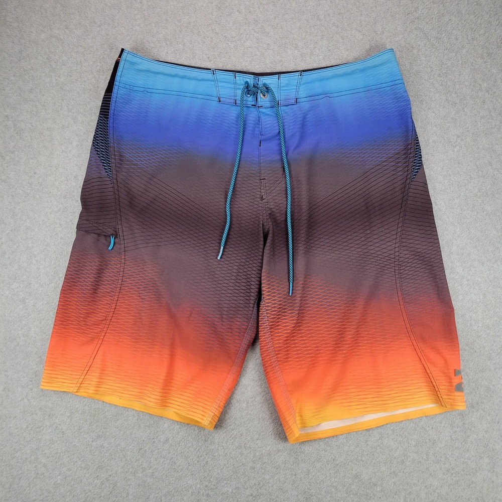 Billabong Board Shorts Mens 33 Blue Orange Platinum X Fluid Ombre M132JFLX
